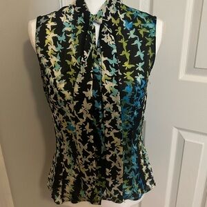 Tahari Floral Print Sleeveless Blouse
